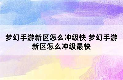 梦幻手游新区怎么冲级快 梦幻手游新区怎么冲级最快